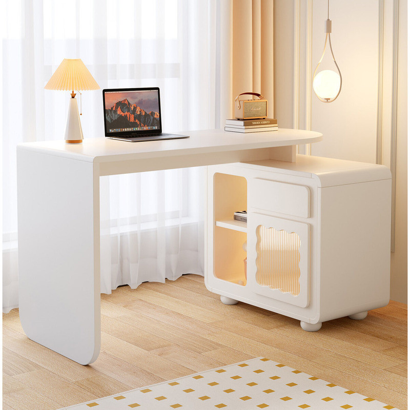 Bookshelf Desk And Integrated Cream Style Corner Computer Desk Bedroom ...