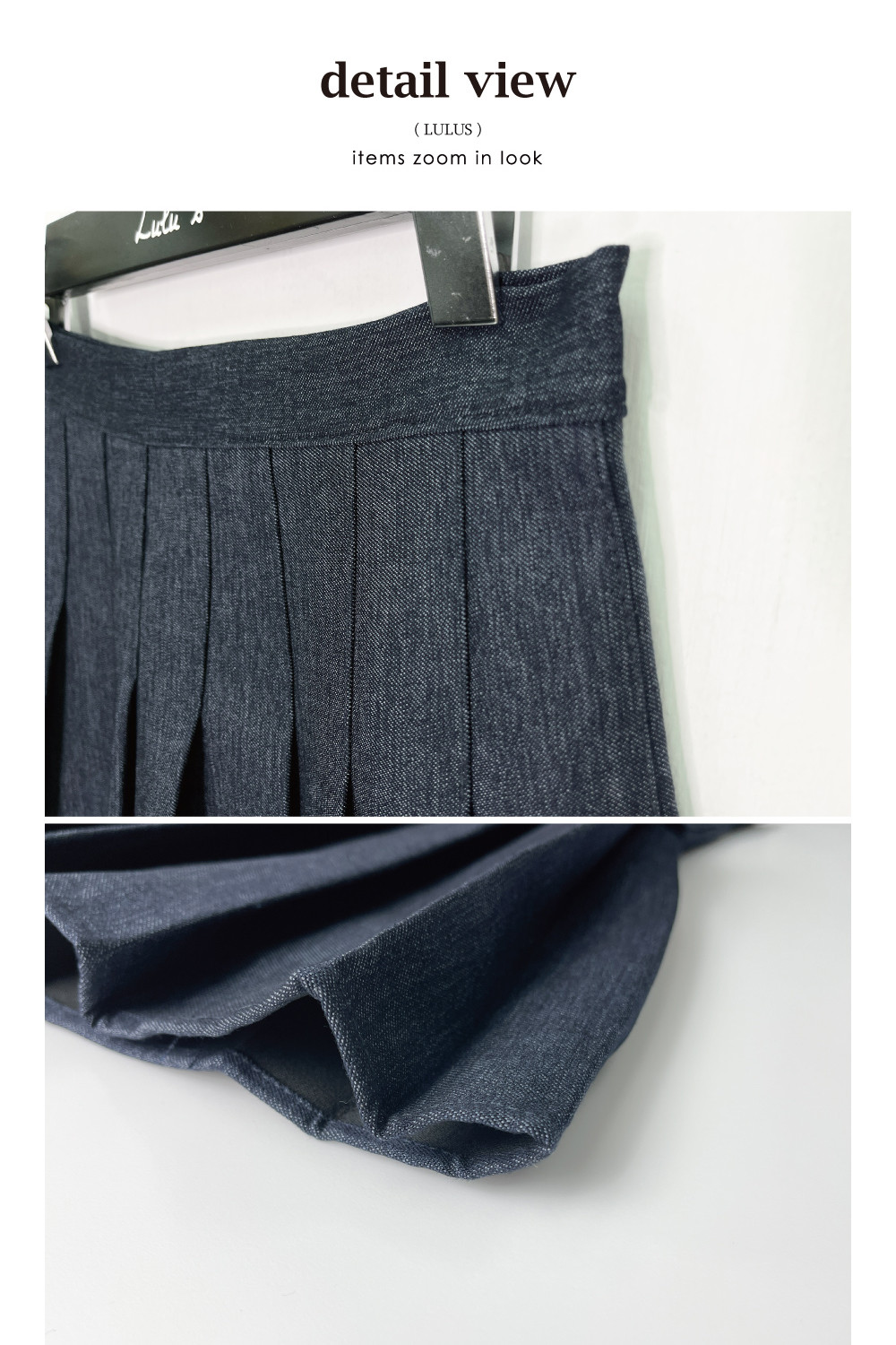 LULUS// Preppy Style Original Color Denim Pleated Skirt S-L Dark Blue ...