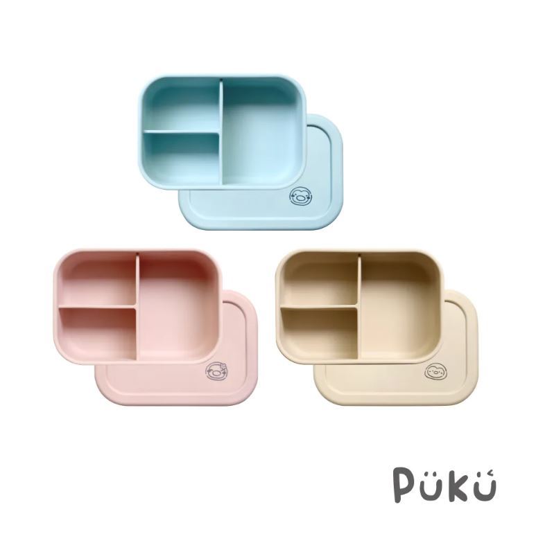 PUKU Afternoon Tea Waffle Separated Silicone Lunch Box- (Three Colors ...