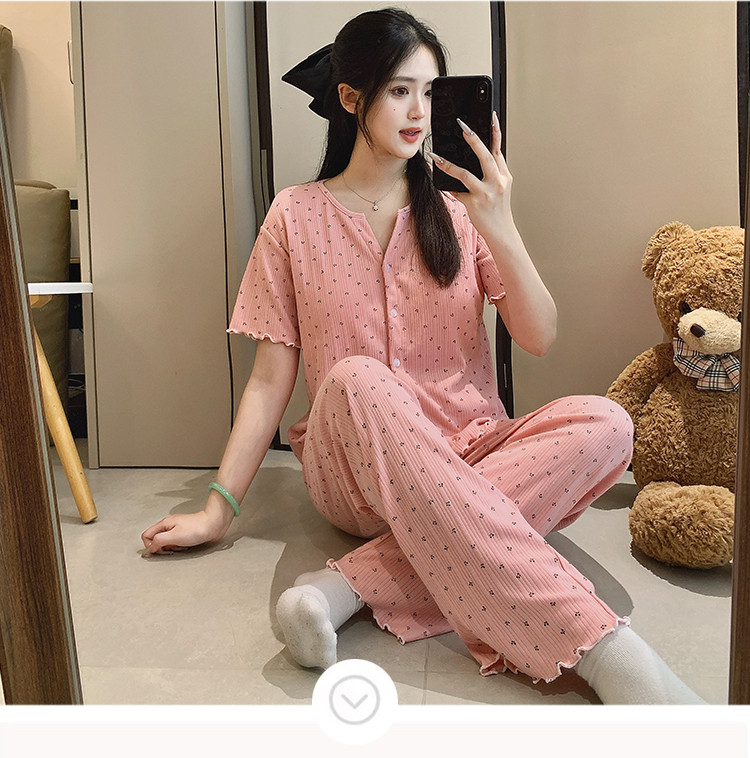 Padded Pyjamas Women Cotton 3 piece Pajamas Set Summer Short sleeve ...