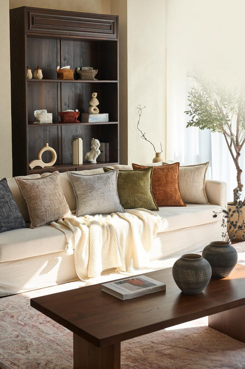 Chenille Pillowcase Bamboo Yarn Texture Throw Pillow Covers Edge ...