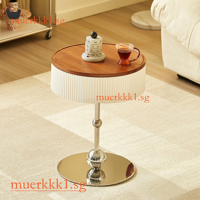 Living Room Sofa Side Table Solid Wood Round Table Simple Home Bedroom ...