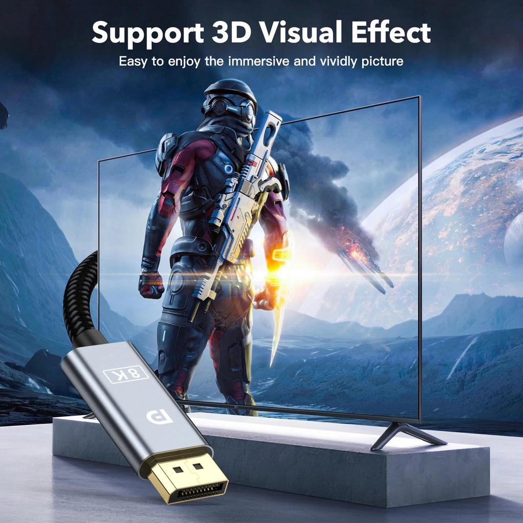 8K@60Hz 2K DisplayPort Cable DP 1.4 Audio Video Connection for PC ...