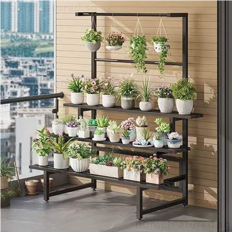 Multi-Layer Metal Plant Rack with Wheels Rods Carbon Steel Flower Pot ...