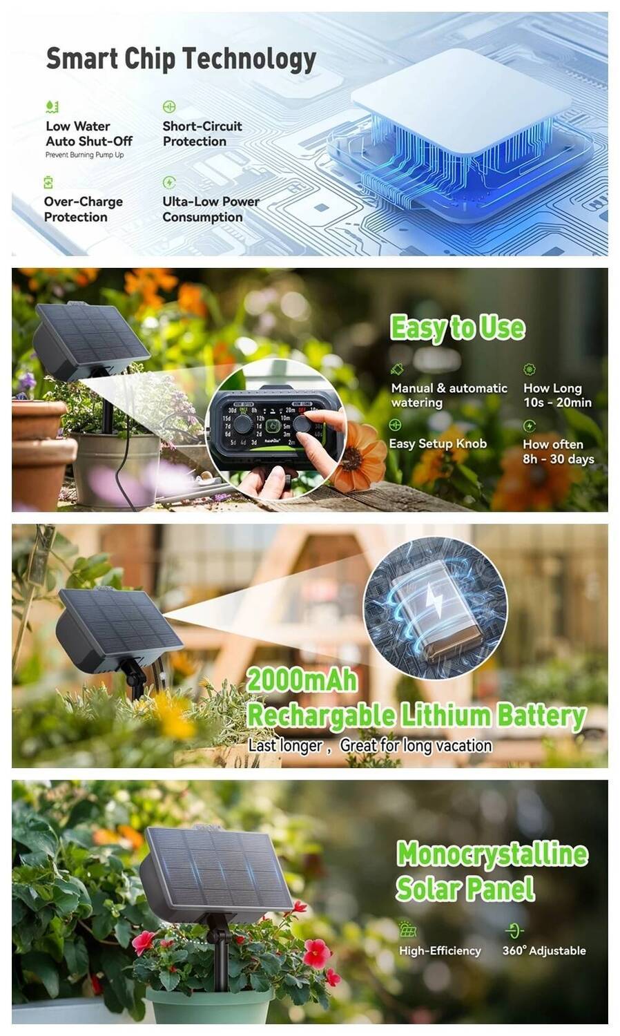 RAINPOINT Solar Irrigation System For Garden Balcony Automatic Drip ...
