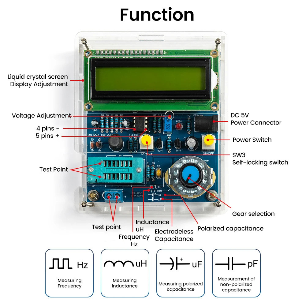 Capacitance Inductance Tester DIY Electronic Kit Frequency Meter ...
