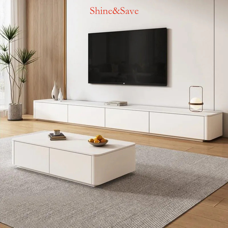 Style Cream TV Console Set - Solid Wood Coffee Table & Entertainment ...