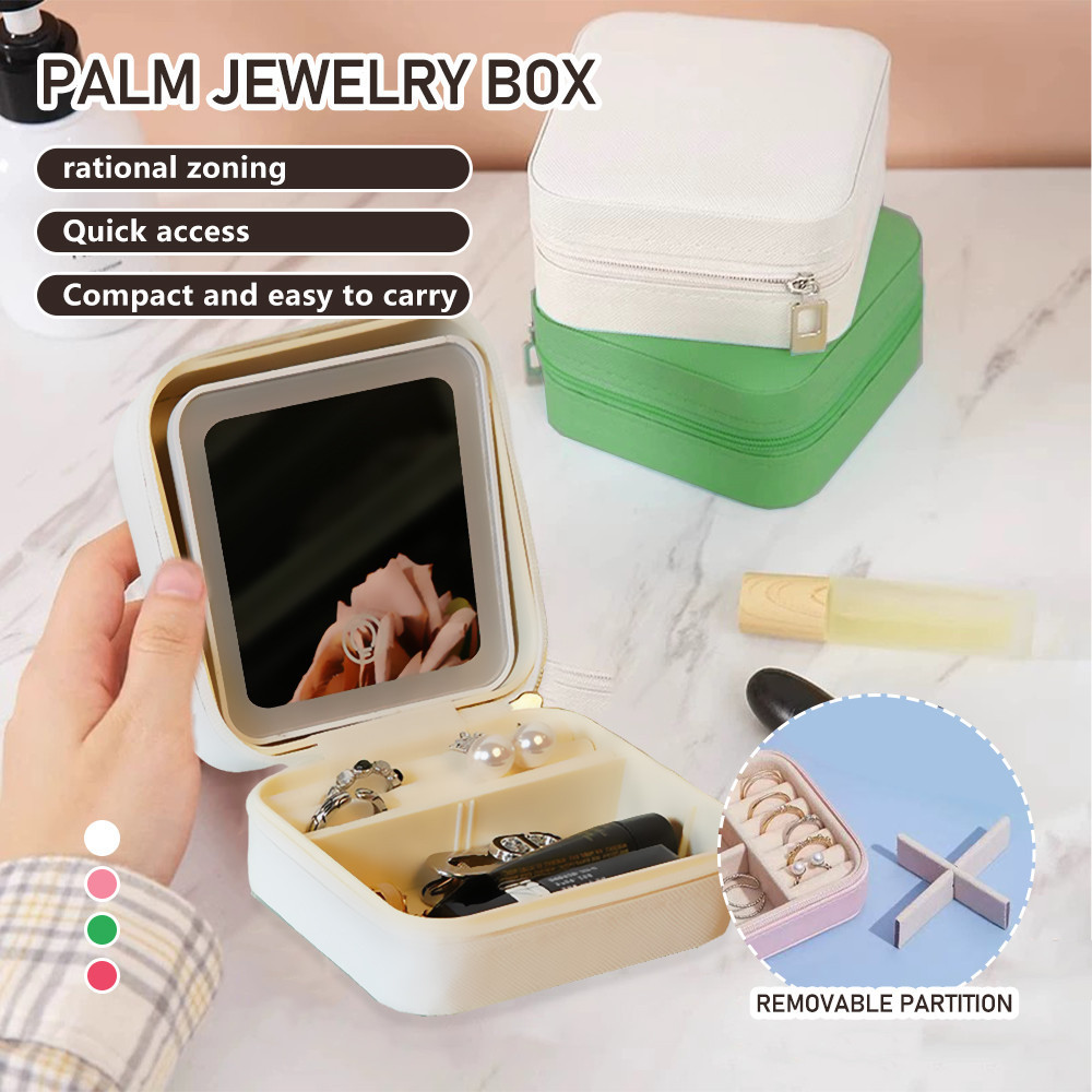 Cosmetic Mirror Dressing Lighted Folding Case Portable Makeup Box Led ...