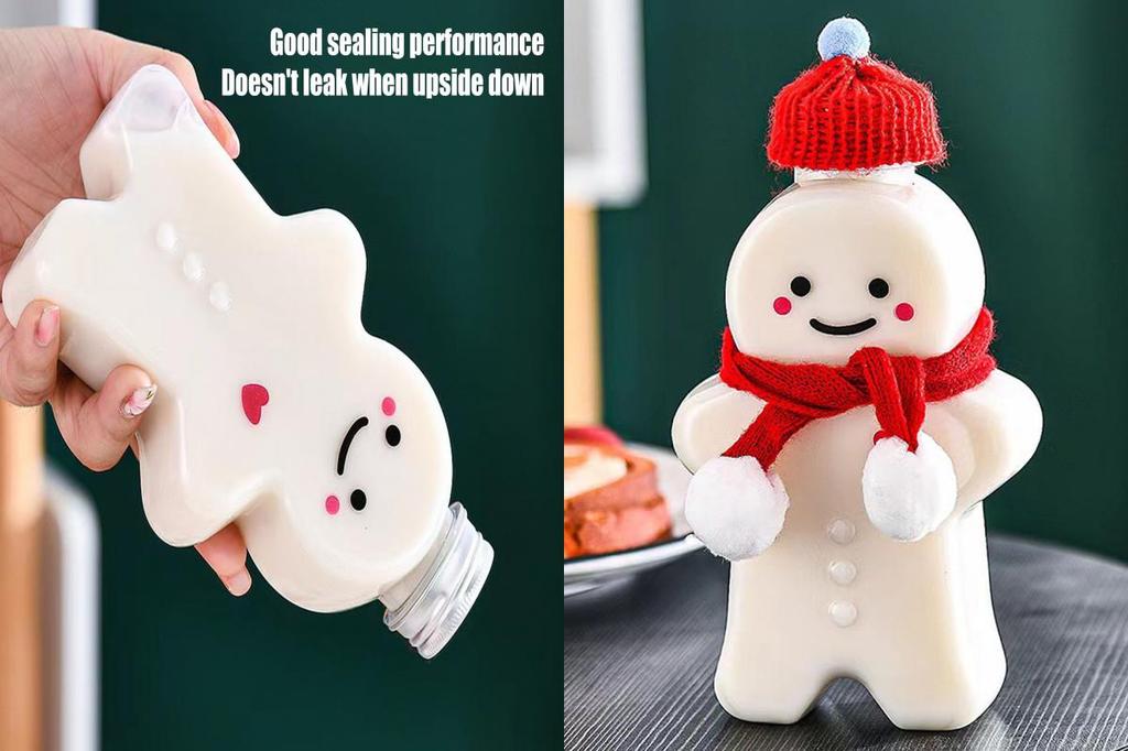 VM_ Diy Gingerbread Man Drink Bottle Christmas Themed Drink Container ...