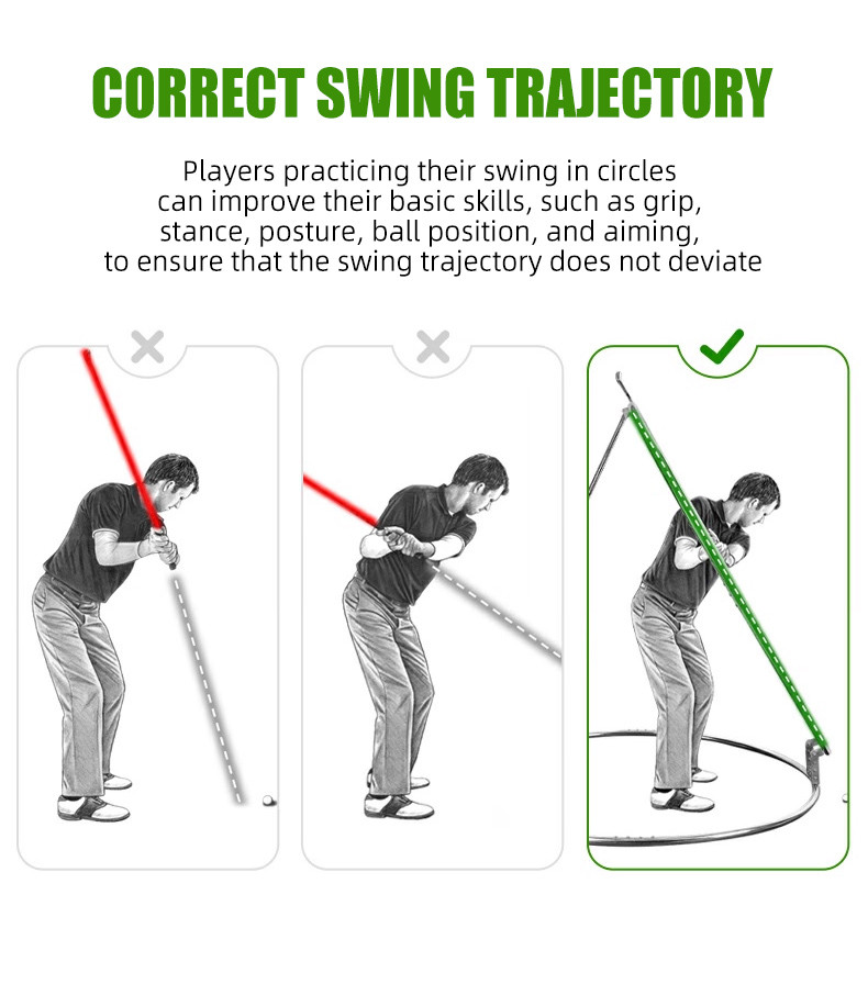 PGM Golf swing trainer with guided circle frame for swing plane ...