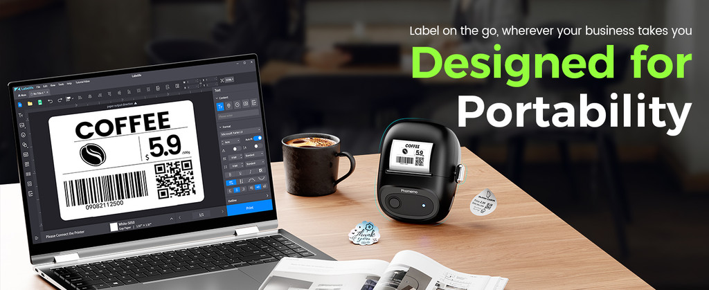 Phomemo Label Maker M160 Bluetooth Address Label Printer Barcode Label ...