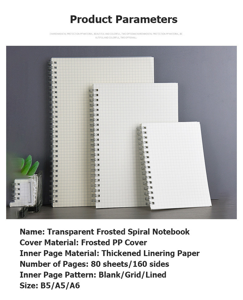 【SG Stock】 PP Spiral Notebook Set - B5/A5/A4 3 Sizes, Lined/Grid/Blank ...