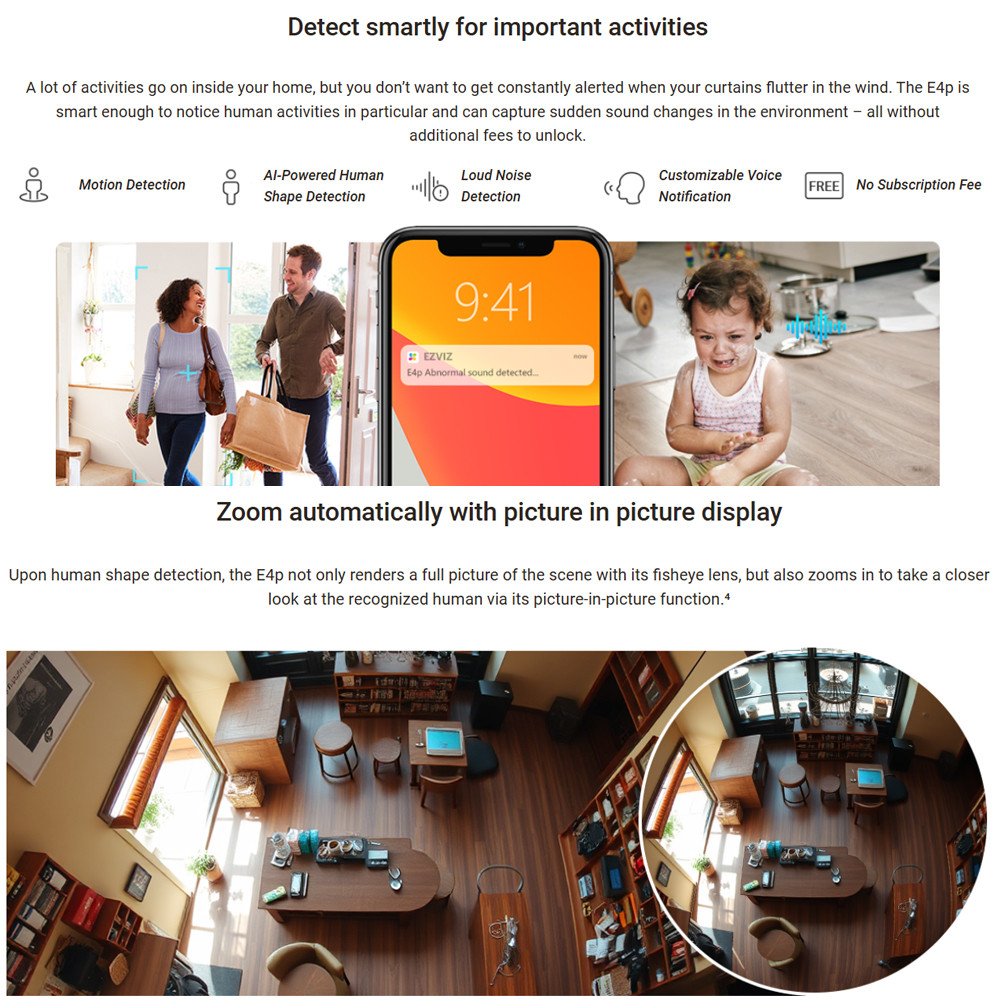 EZVIZ E4P 6MP 3K+ Two-Way Talk Human Shape Detection H.265 5G Smart ...