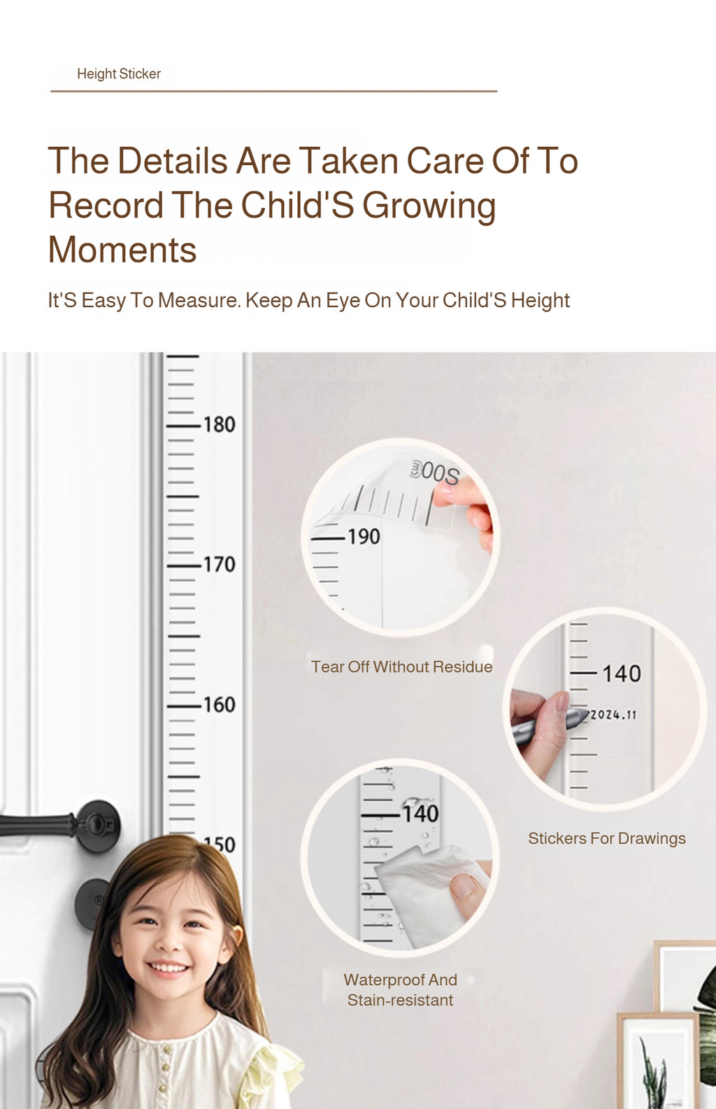 💕Focus On Your Baby's Growth💕Height Wall Sticker/Child Growth Chart ...
