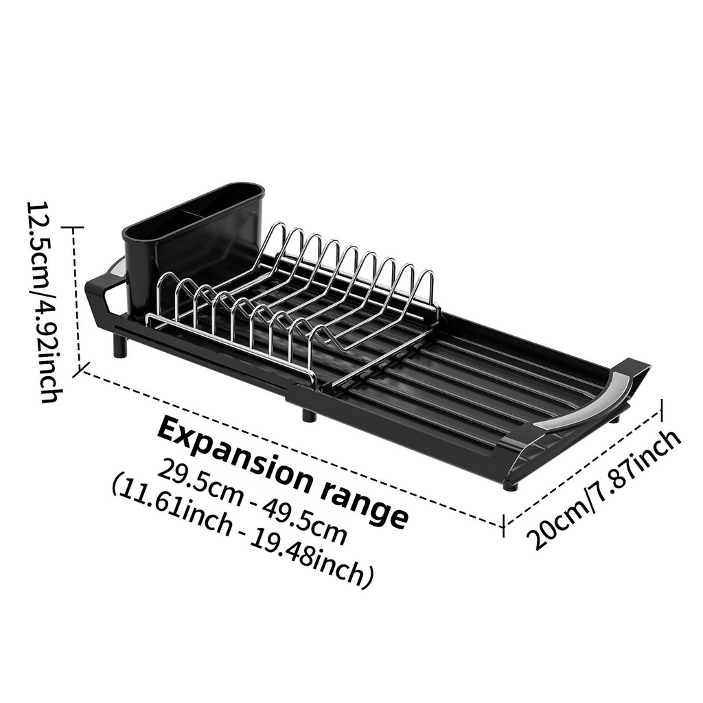 Mini Expandable Compact Dish Rack with Extendable Tray, Black | Shopee ...