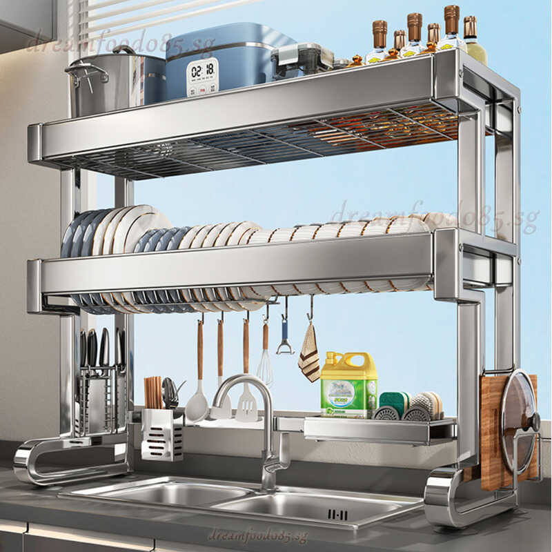 304 Stainless Steel Kitchen Sink Storage Rack Bowl And Dish Storage ...