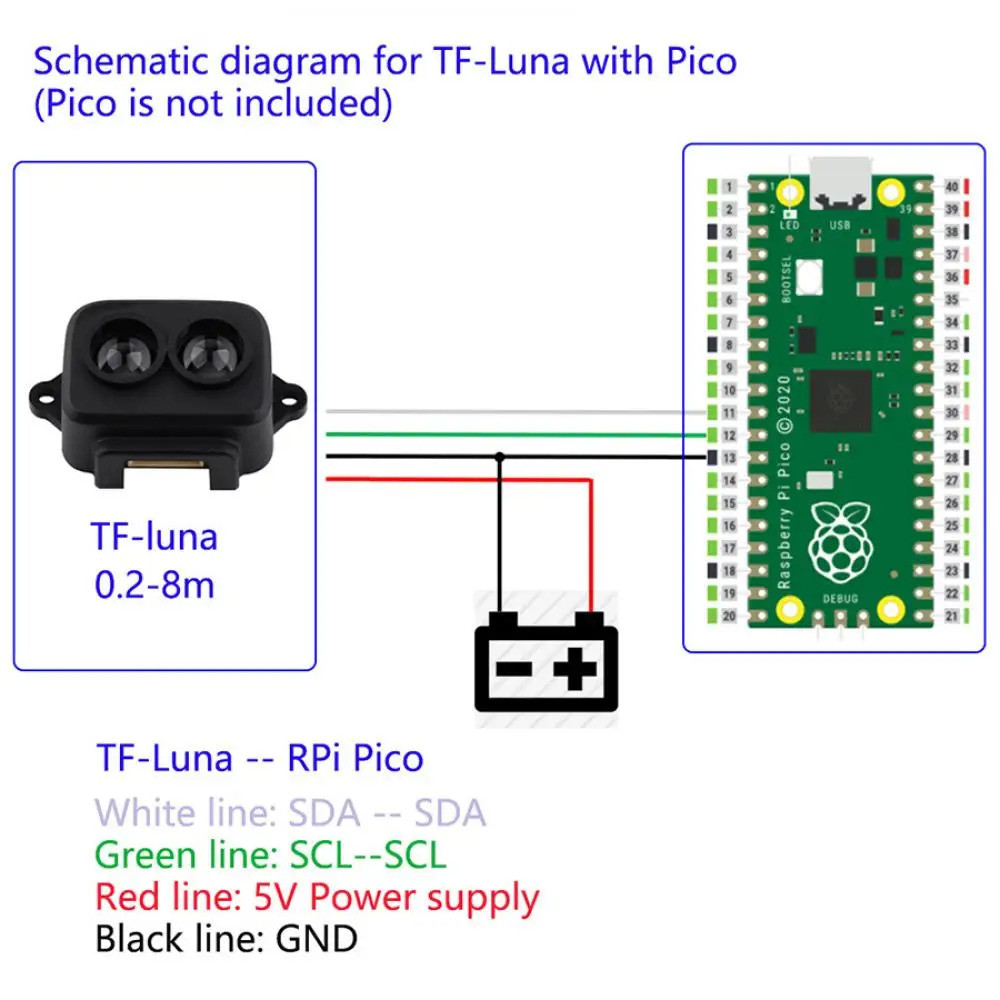 TF-Luna Lidar Ranging Sensor Module ToF Laser Range Finder Single-Point ...