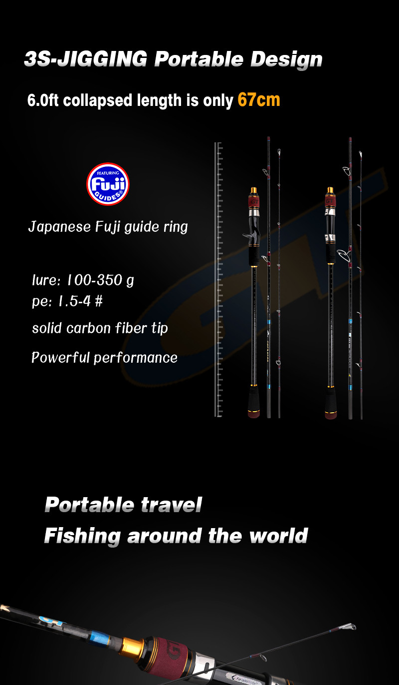 NEW PREDATOR Japan Fuji Guide jigging rod 1.8M/1.98M 3S portable travel ...