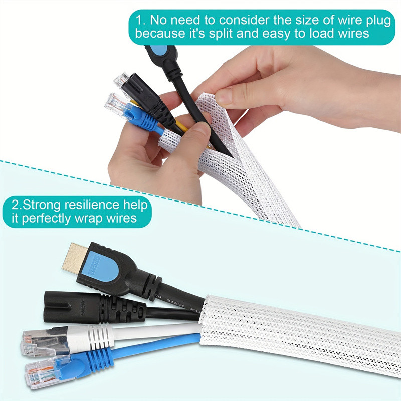 1 Pc 2m Braided Cable Sleeve Pet Nylon Wrapping Cable Casing Cable ...