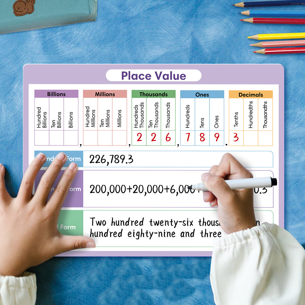 10Pcs Dry Erase Maths Place Value Chart for Kids Kindergarten From ...