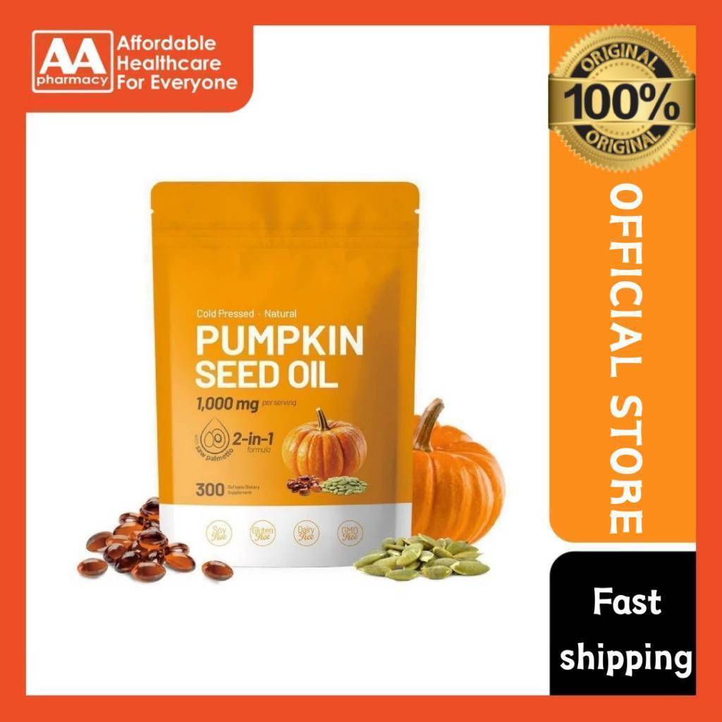 2-IN-1 PUMPKIN SEED Oil 1000mg with Saw Palmetto 300 Softgels