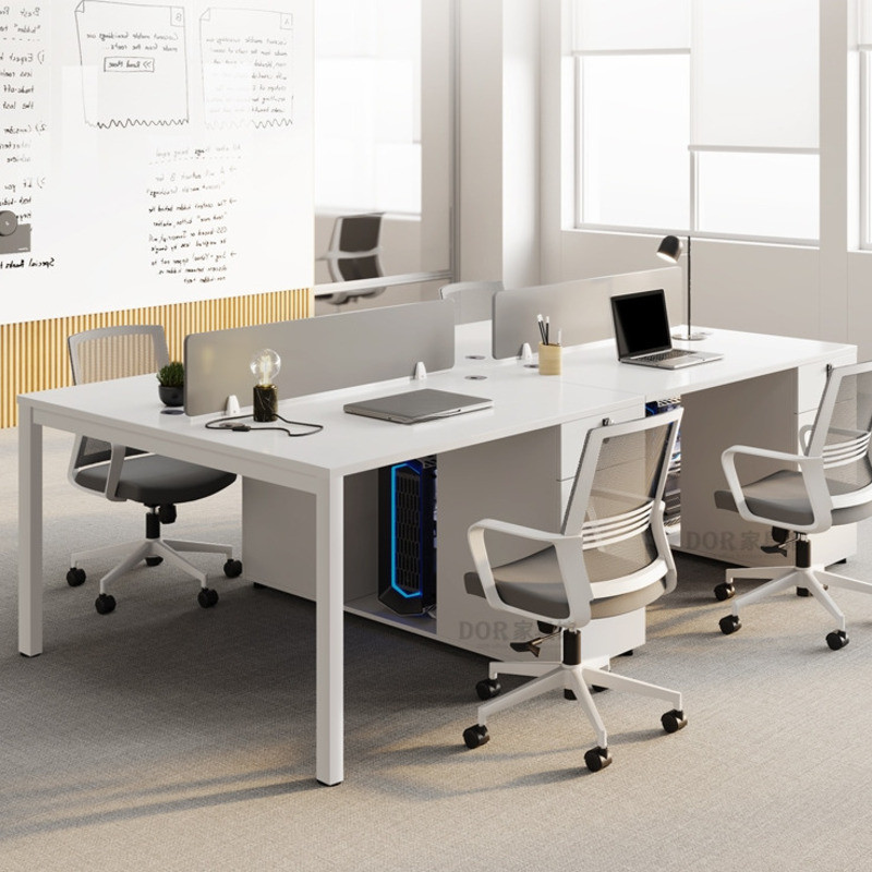 Company Staff Office Table And Chair Office Desk White Simple Computer ...