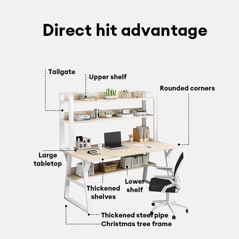 Students Learning Table with Bookshelf – Computer Table Work Desk ...