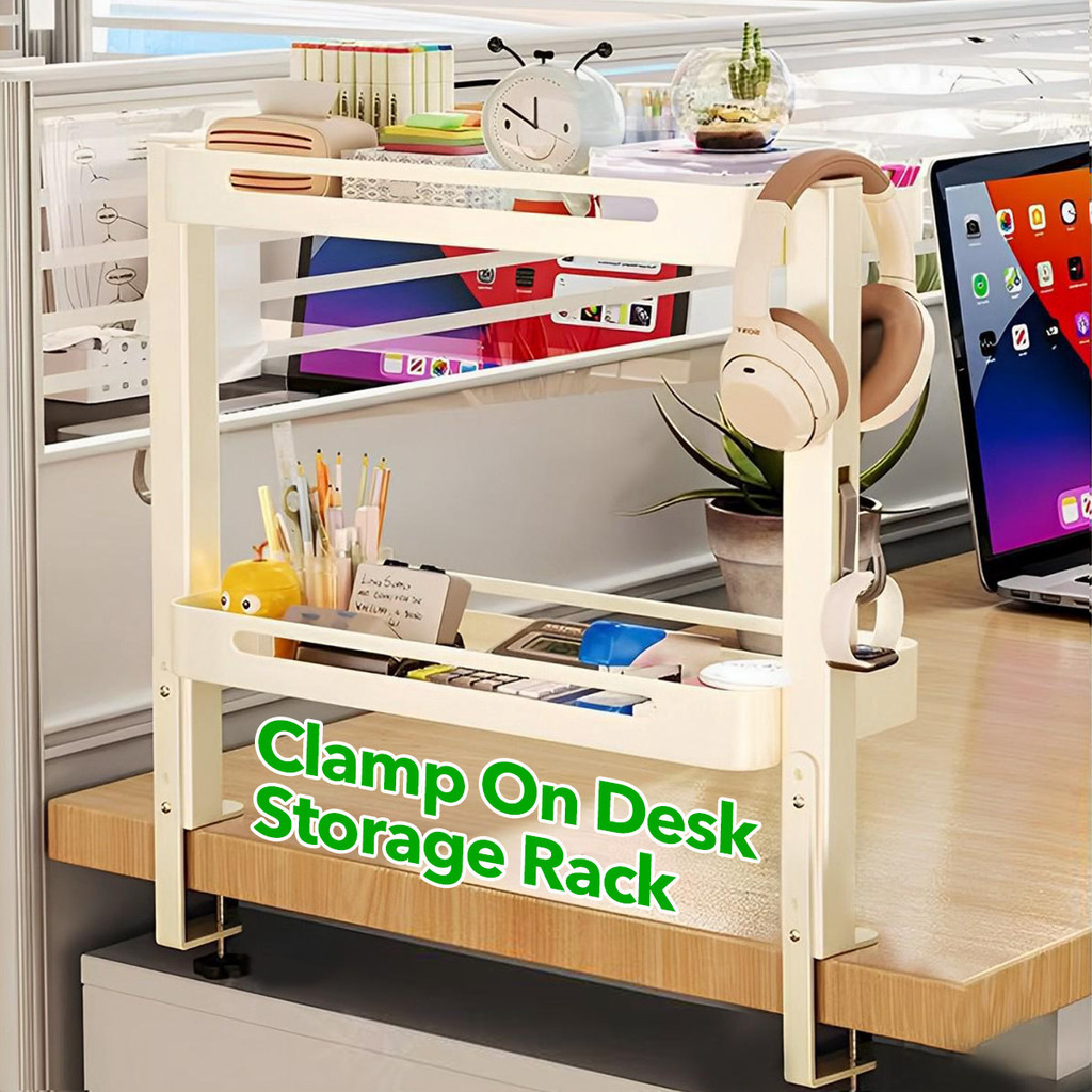 SG 2Layer Desktop Storage Rack Clamp-On Organizer Shelf Office Table ...