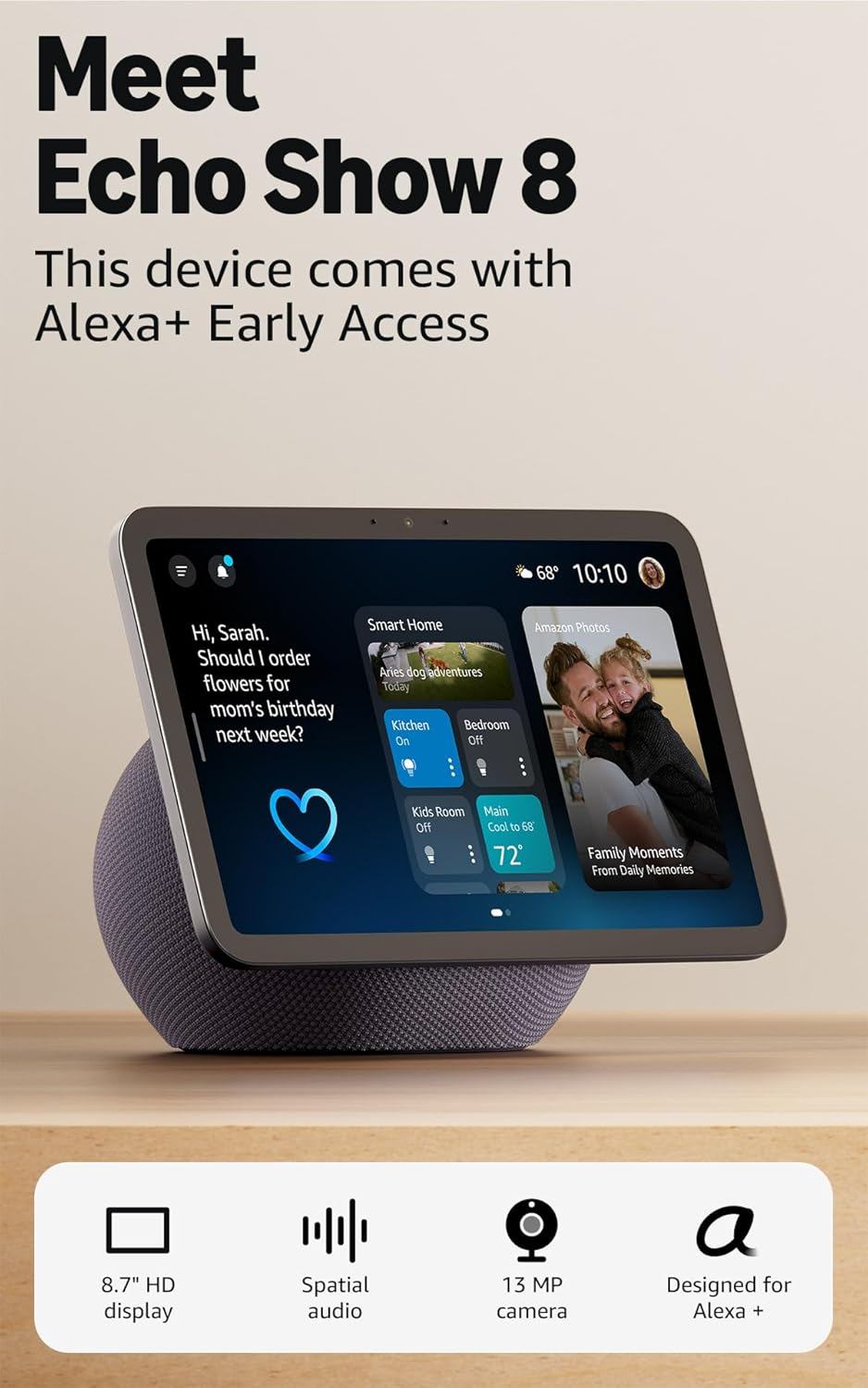 Amazon Echo Show 8 (2025 4th Gen), HD 8.7