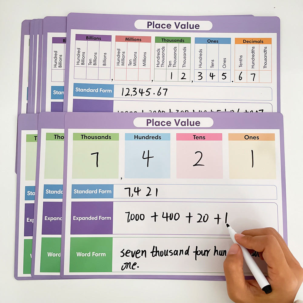 10Pcs Dry Erase Maths Place Value Chart for Kids Kindergarten From ...
