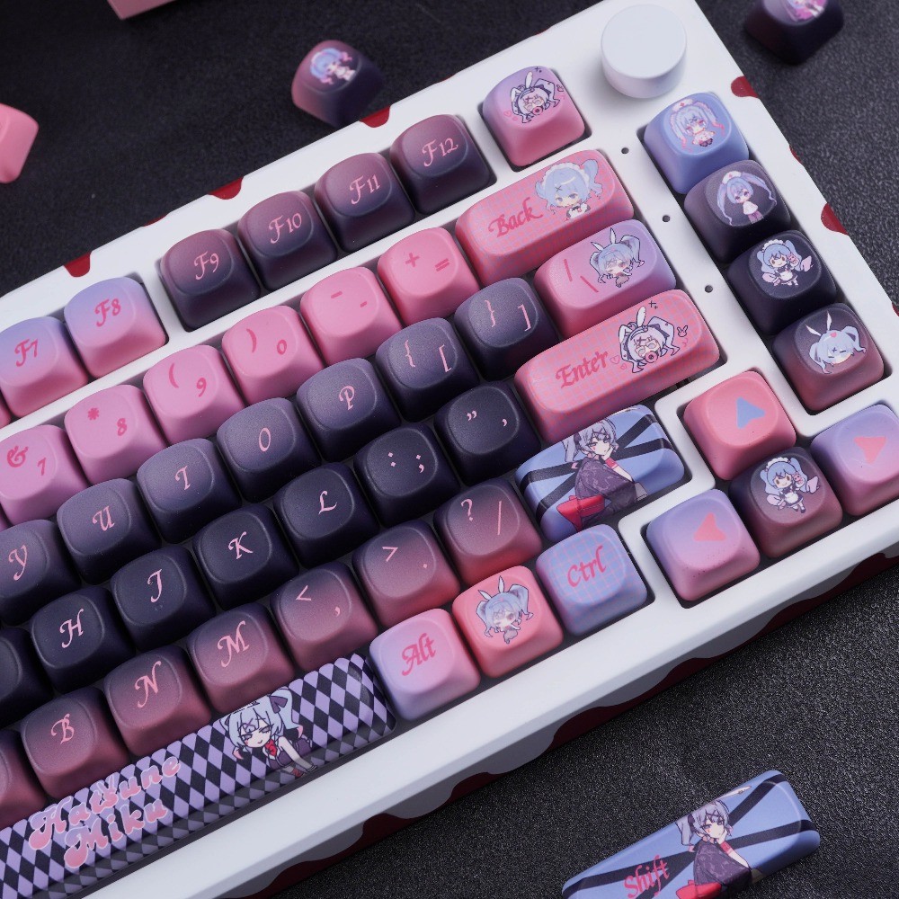 Hatsune Miku Rabbit Cave Keycaps 130 Keys MOA Profile PBT Wooting Aula ...