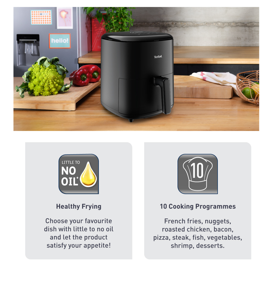 Tefal EY2453 Easy Fry Max 5L heteluchtfriteuse forest, voor maximaal zes personen, gezonde en heerlijke maaltijden, bespaart tijd en energie, digitaal bedieningspaneel, 10 automatische kookprogramma's