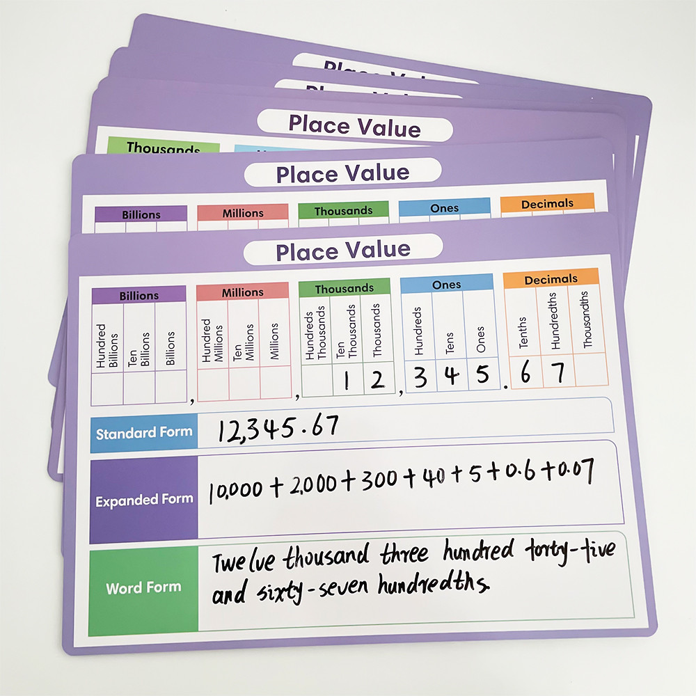 10Pcs Dry Erase Maths Place Value Chart for Kids Kindergarten From ...