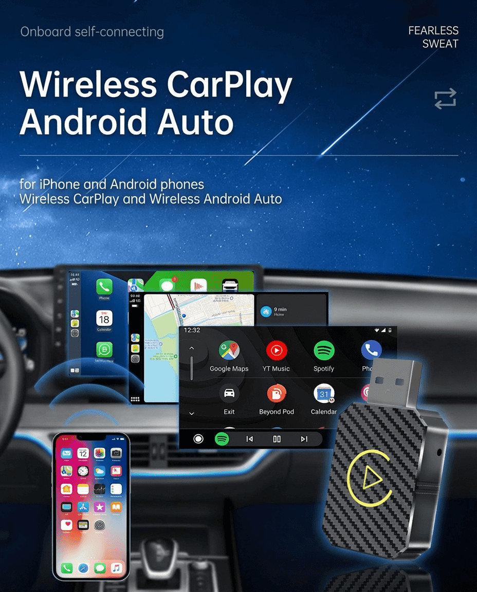 2 in 1 Wireless CarPlay Wired to Wireless Carplay Box Android Auto ...
