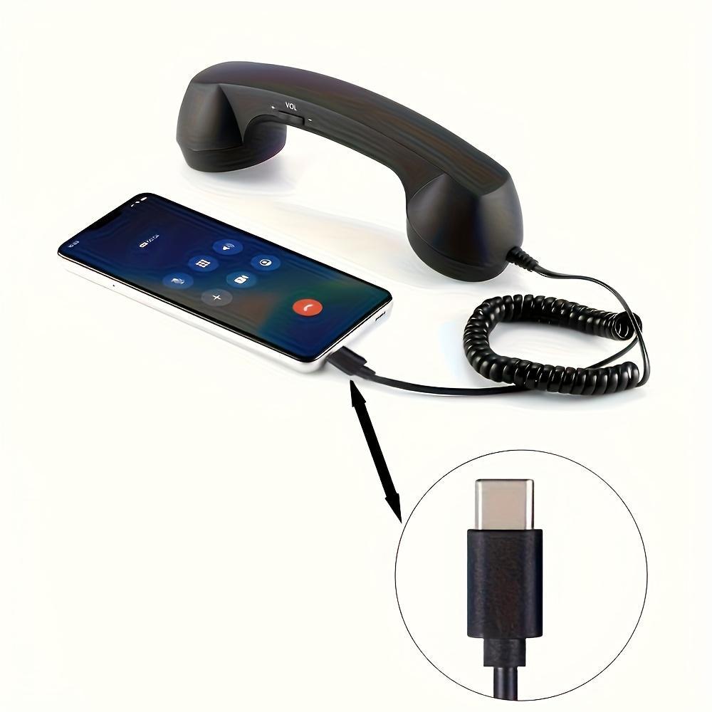 Plug & Play TYPE-C Phone Handset - Retro External Call Receiver with ...