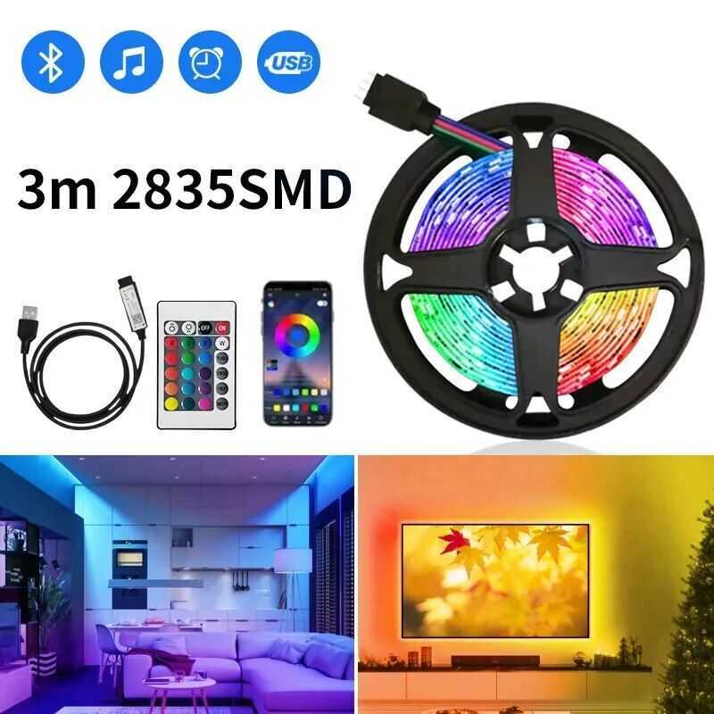 3m USB RGB Strip Light 5V SMD 2835 Smart APP Control Bluetooth Flexible ...