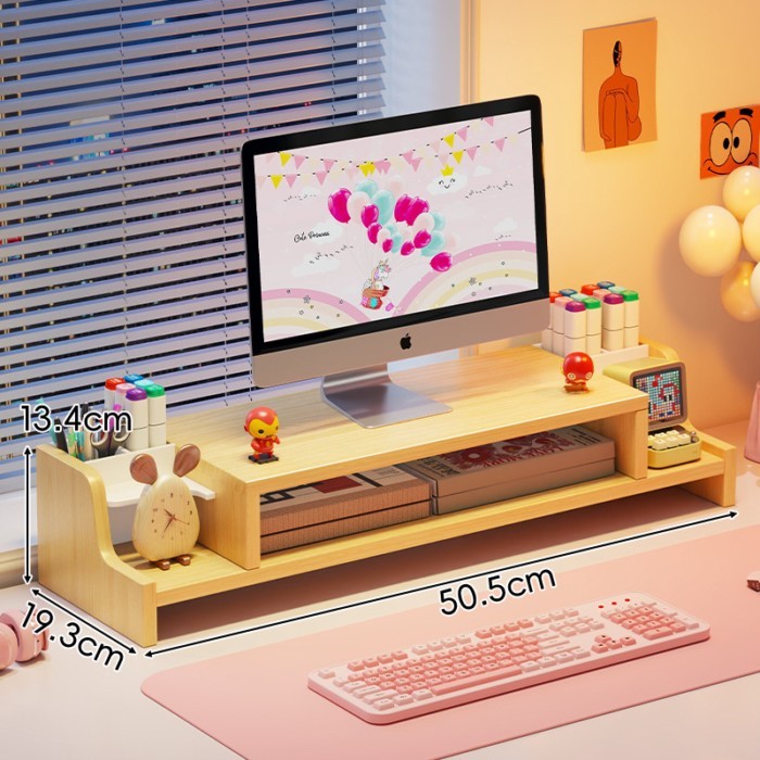 Computer Elevated Office Desktop With Drawer Desktop Storage Desk Work ...