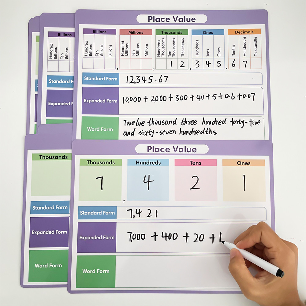 10Pcs Dry Erase Maths Place Value Chart for Kids Kindergarten From ...