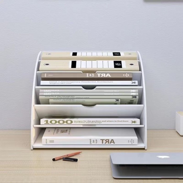 Fan-shaped Office Supplies Folder Storage Box Multi-layer Bookshelf ...