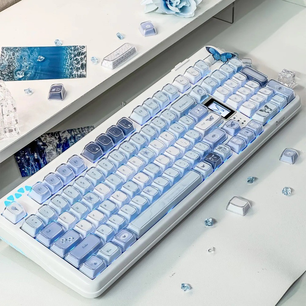 Rose Butterfly Shadow Keycaps KDA Profile 120 Keys PBT PC Wooting Aula ...