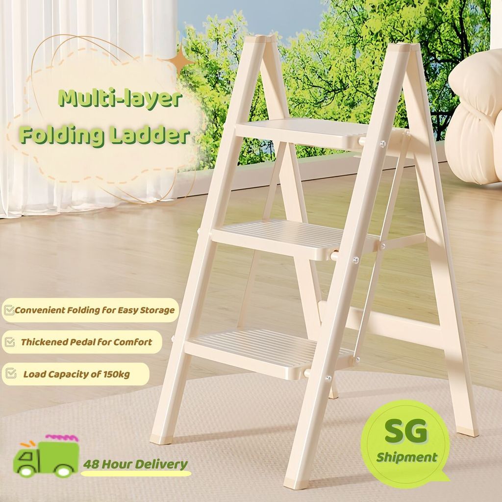 【SG Stock】ladder Foldable And Thickened White With Enlarged Steps ...