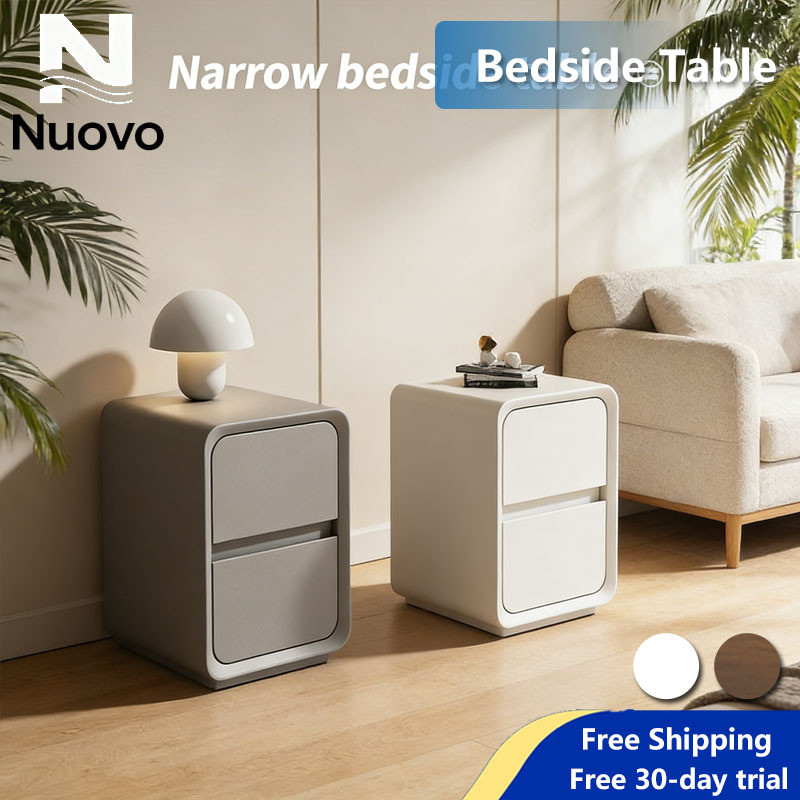 Bedside Table Ultra Narrow Cream Modern Minimalist - Mini Drawer ...