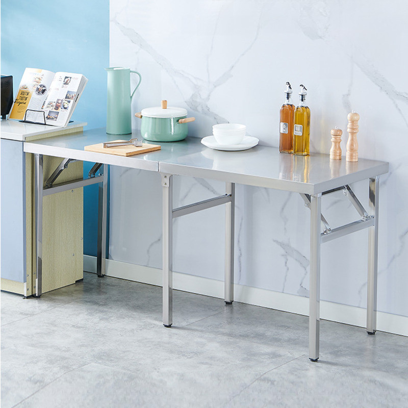 Thick Desktop Foldable Table All Stainless Steel Foldable Dining Table ...
