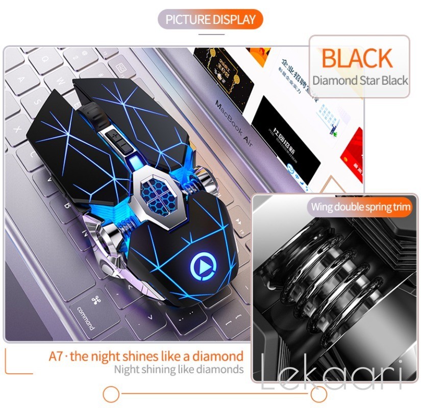 Rechargeable Silent Wireless Mouse DPI Adjustable 2.4G USB Plug and ...