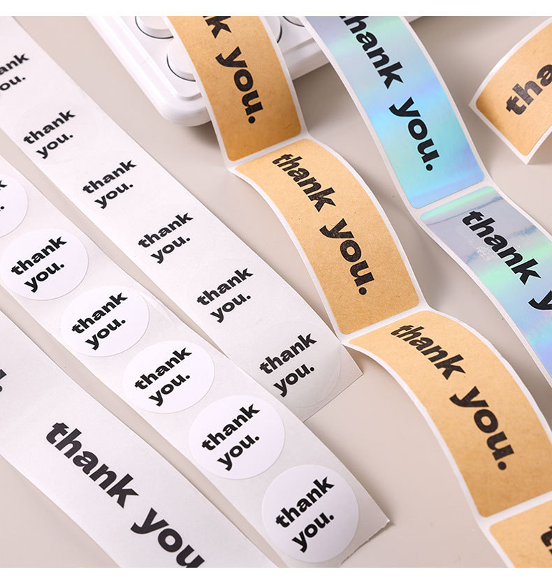Thankyou thankyou Sticker 500 Stickers/Roll Kraft Paper Decoration ...
