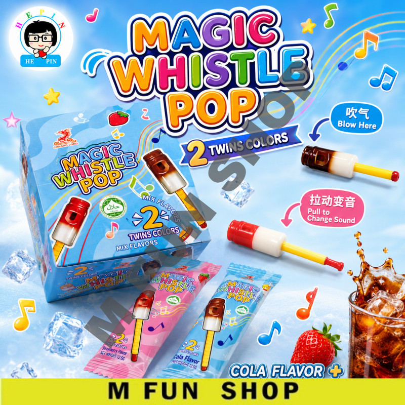 Loong Loong Brand 30pcs Magic Whistle Pop | 2-Color Twin Flavor Whistle ...