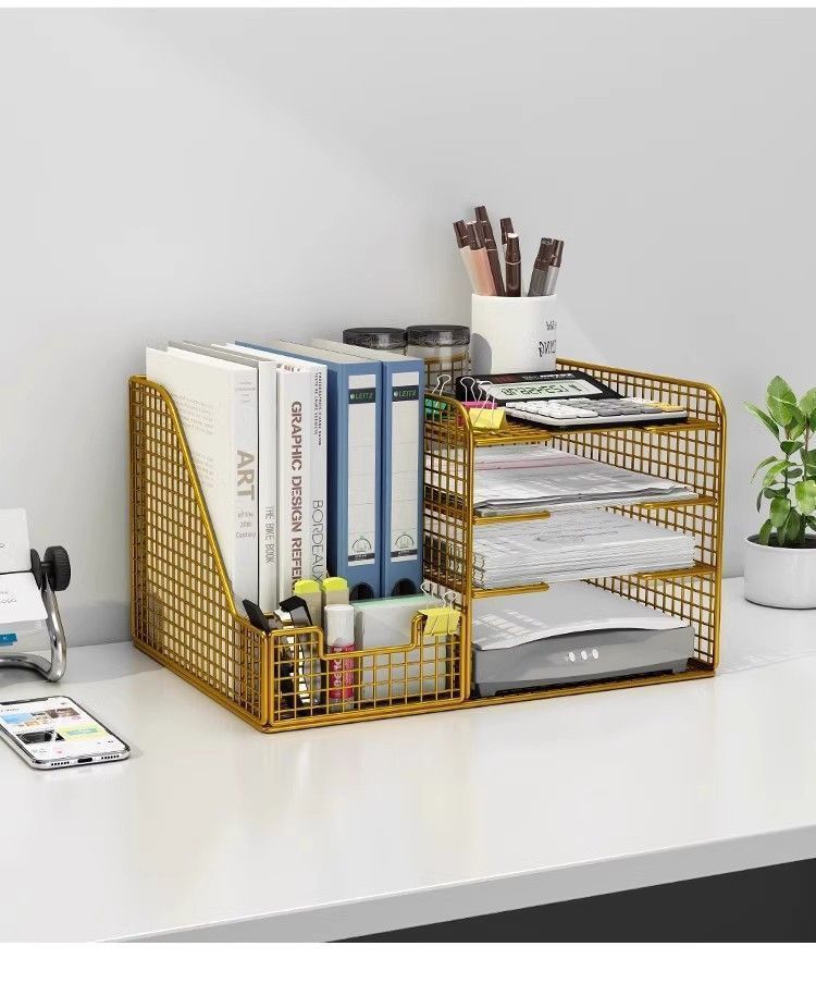 [in stock] Desktop bookshelf file organizer office desk folder storage ...