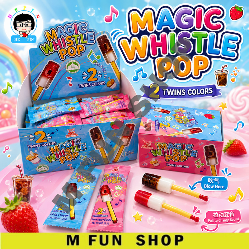 Loong Loong Brand 30pcs Magic Whistle Pop | 2-Color Twin Flavor Whistle ...