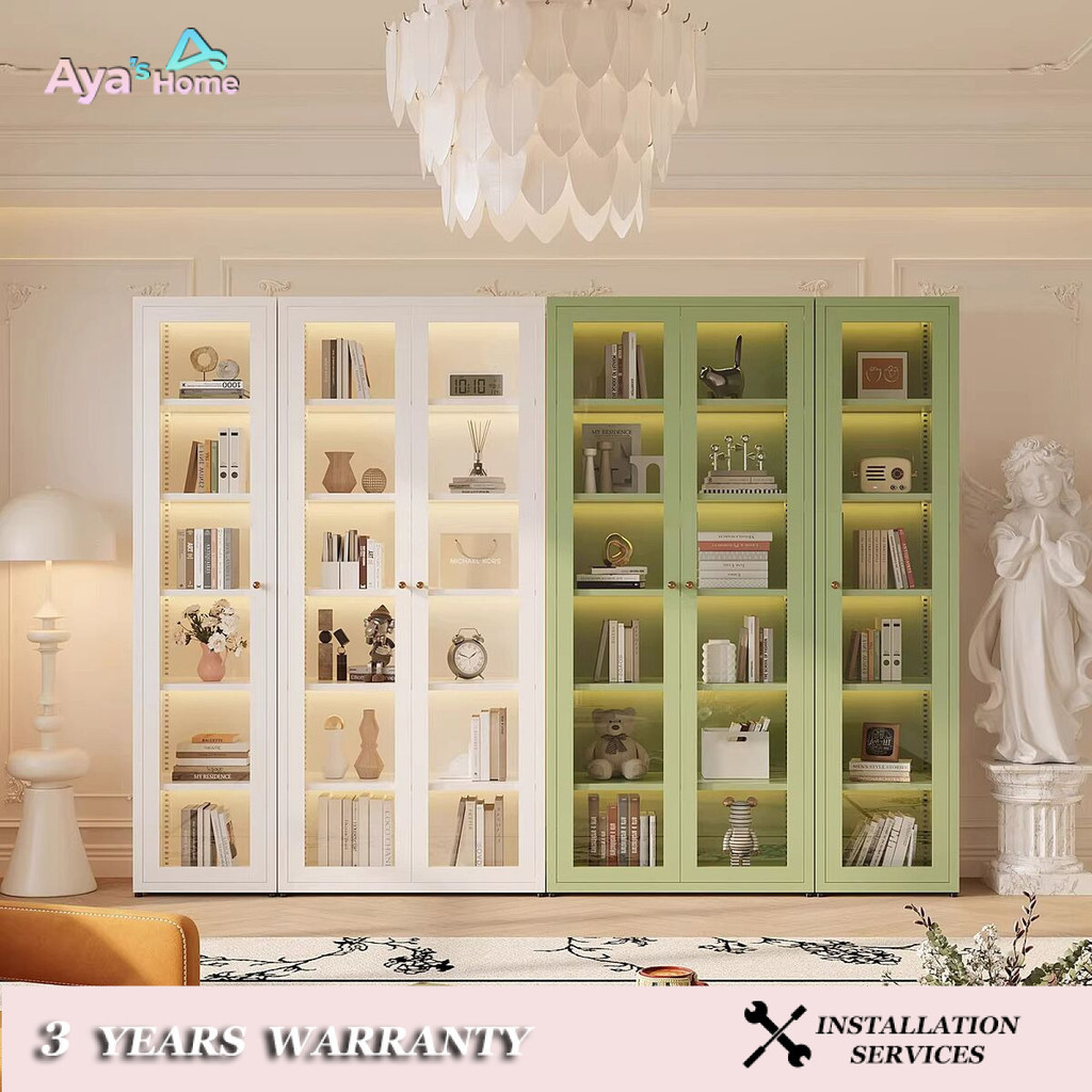 Display Cabinet Bookshelf Storage Cabinet Wine Cabinet Glass Door Dust ...