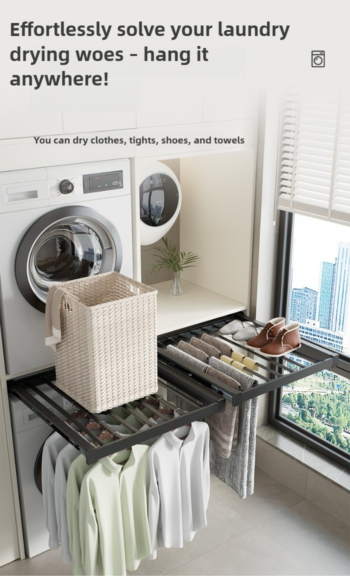 Retractable Clothesline Hidden Drying Rack for Washing Machine Balcony ...